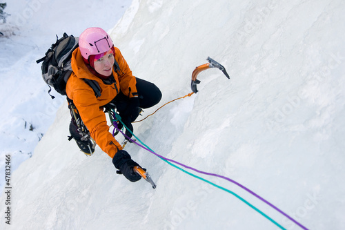 Photo: Ice climbing woman Ice climbing woman
