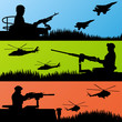 Army soldiers, planes, helicopters and guns background