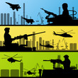 Army soldiers, planes, helicopters and guns background