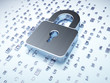 Security concept: silver closed padlock on digital background