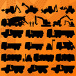 Construction excavator, truck and concrete mixer truck detailed