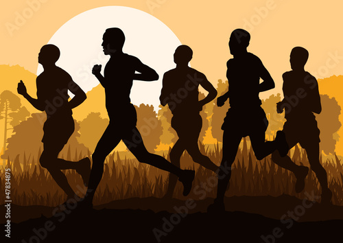 Vector: Man and women marathon runners Man and women marathon runners