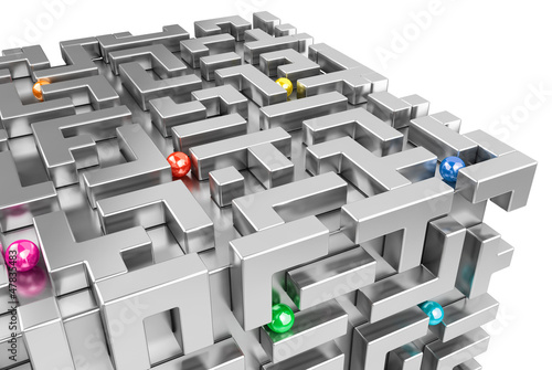 Illustration: Concept - Moving in a 3d maze world Concept - Moving in a 3d maze world