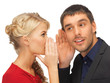man and woman spreading gossip
