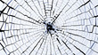 Illustration: Bullet hole: broken glass pieces Bullet hole: broken glass pieces