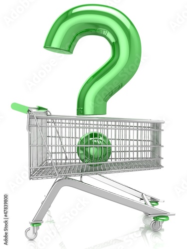 Illustration: Shop question with shopping cart Shop question with shopping cart