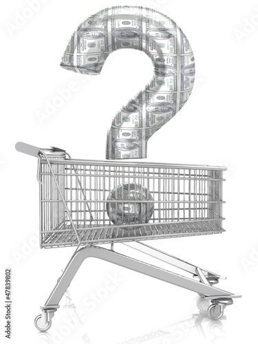 Illustration: Shop question with shopping cart Shop question with shopping cart