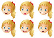 Girl faces with various expressions