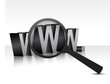 WWW over white background with a magnifier