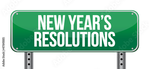 Illustration: sign announcing 'New Year's Resolutions' sign announcing 'New Year's Resolutions'