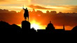 Croatia Zagabria Art pavilion and King Tomislav sunrise