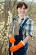 Female farmer  with shovel