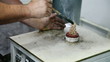 melting metal chips in the oven.