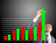 Business man touching the increase chart