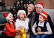 Real happy family celebrating Christmas