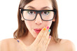 Surprised woman wearing glasses