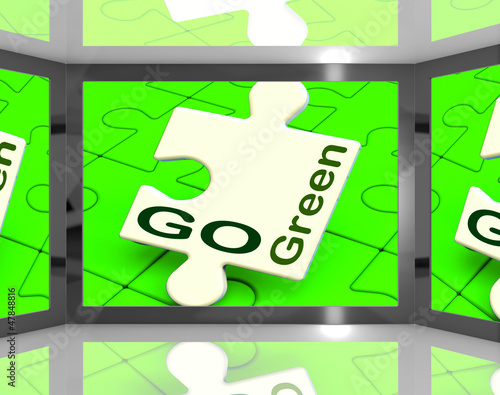 Illustration: Go Green On Screen Showing Protecting The Planet Go Green On Screen Showing Protecting The Planet