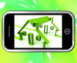 Houses On Smartphone Shows Houses Construction
