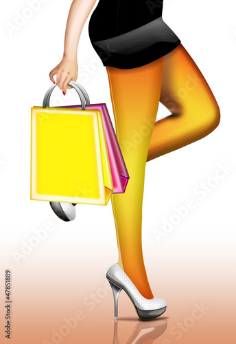 Illustration: Frau geht Shoppen Frau geht Shoppen