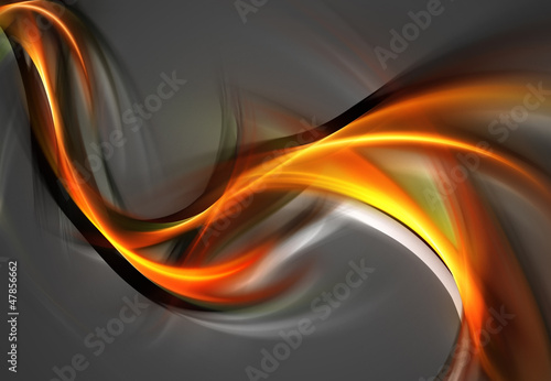 Illustration: Brilliant orange waves on grey background Brilliant orange waves on grey background
