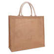 Recycled hessian sack shopping bag isolated on white