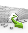 3D Green Arrow Breaking Through A Brick Wall