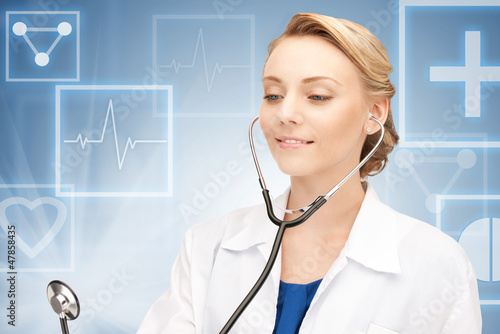 Photo: attractive female doctor with stethoscope attractive female doctor with stethoscope