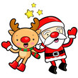 Santa Claus and deer mascot the event activity. Christmas Charac
