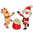 Santa Claus and deer mascot the event activity. Christmas Charac