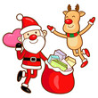 Santa Claus and deer mascot the event activity. Christmas Charac
