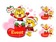 Tiger Santa Claus and deer mascot the event activity. Christmas