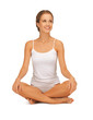 woman in undrewear practicing yoga lotus pose