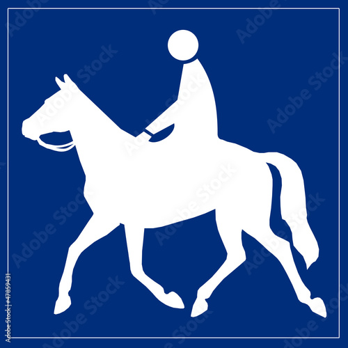 Illustration: Schild blau - Reiter Schild blau - Reiter