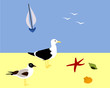 Mouettes à la plage