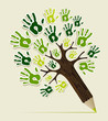 Vector: Eco friendly pencil Tree hands Eco friendly pencil Tree hands