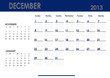 Monthly calendar for 2013 year - December. Start on Sunday.