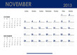 Monthly calendar for 2013 year - November. Start on Sunday.