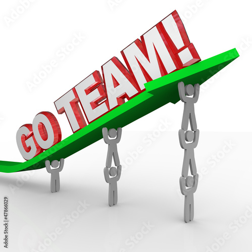 Illustration: Go Team Cheerleading People Lift Words Go Team Cheerleading People Lift Words