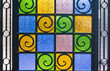 bright and colorful texture from stain glass door
