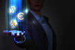 Photo: Business woman with financial symbols around Business woman with financial symbols around