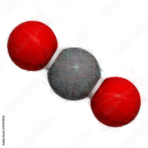 Vector: Carbon dioxide (CO2) molecule. Stylized vector image. Carbon dioxide (CO2) molecule. Stylized vector image.