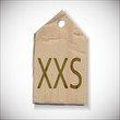 XXS Size label isolated on white