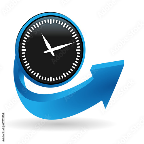 Vector: horloge sur bouton flêche bleue horloge sur bouton flêche bleue