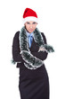 angry women with  Santa hat