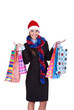 Christmas woman with shopping bags