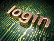 Security concept: circuit board with word login