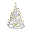 3D Christmas tree made of metal spirals and gold stars