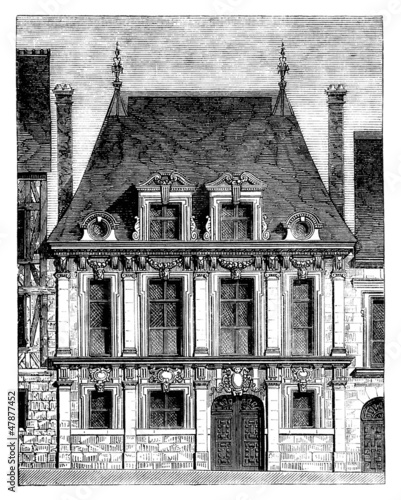 Illustration: House : style Louis XIII - 17th century - France House : style Louis XIII - 17th century - France