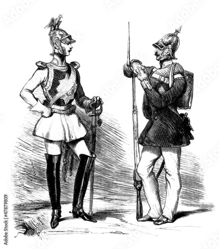 Illustration: Prussian Uniforms - middle 19th century Prussian Uniforms - middle 19th century