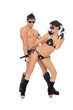 two dancers dressed as police